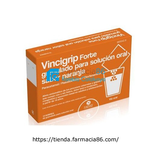 VINCIGRIP FORTE  GRANULADO PARA SOLUCION ORAL SABOR NARANJA, 10 sobres