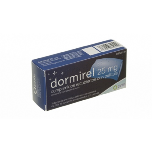 DORMIREL 25 mg COMPRIMIDOS RECUBIERTOS CON PELICULA, 16 comprimidos