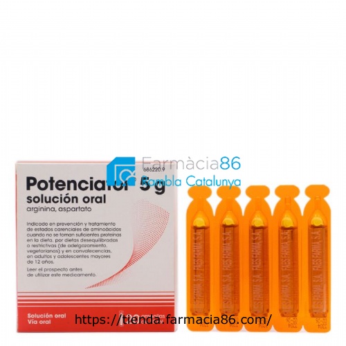 POTENCIATOR 5 g SOLUCION ORAL , 20 ampollas bebibles de 10 ml