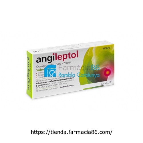 ANGILEPTOL COMPRIMIDOS PARA CHUPAR SABOR MENTA, 30 comprimidos