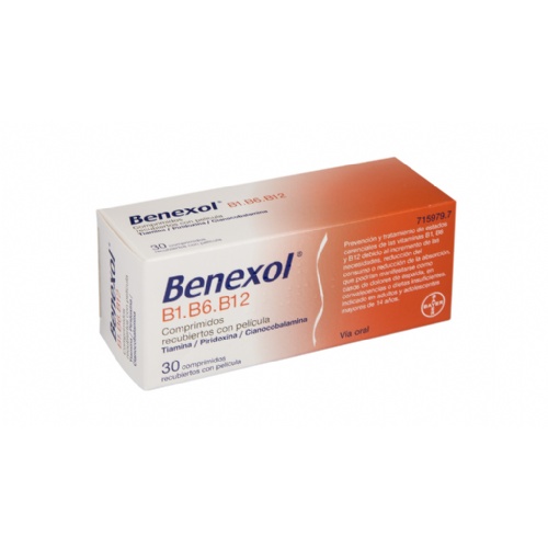 BENEXOL B1-B6-B12 COMPRIMIDOS RECUBIERTOS CON PELICULA, 30 comprimidos