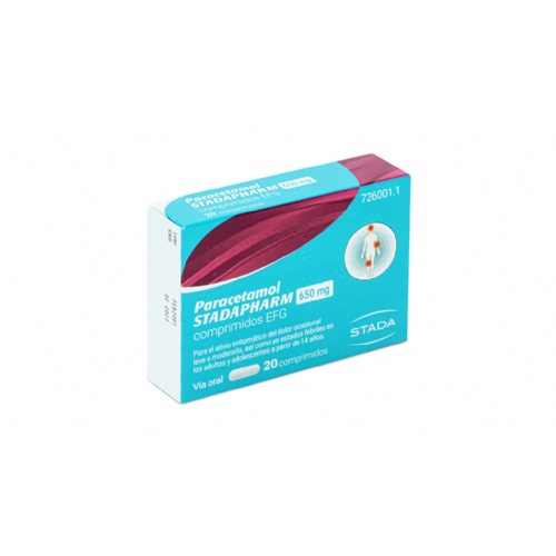 PARACETAMOL STADAPHARM 650 MG COMPRIMIDOS EFG 20 comprimidos