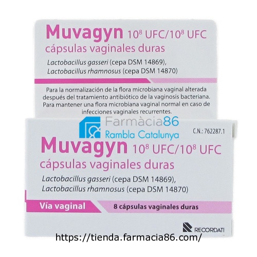 MUVAGYN 10E8 UFC/10E8 UFC CAPSULAS VAGINALES DURAS, 8 cápsulas