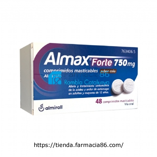 ALMAX FORTE 750 MG COMPRIMIDOS MASTICABLES SABOR COLA, 48 comprimidos