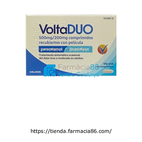 VOLTADUO 500 MG/200 MG COMPRIMIDOS RECUBIERTOS CON PELICULA, 20 comprimidos