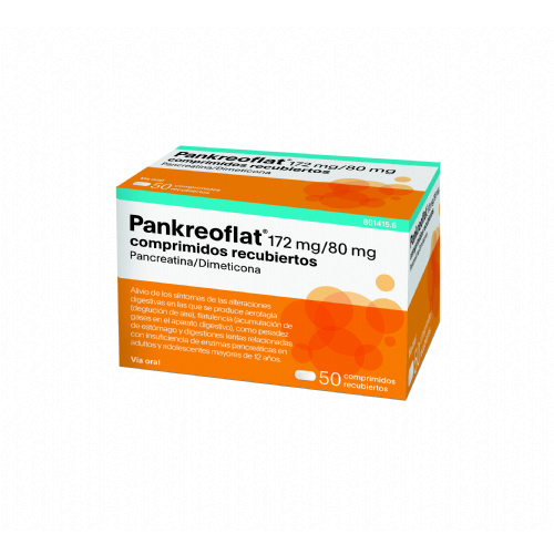 PANKREOFLAT 172 MG/80 MG COMPRIMIDOS RECUBIERTOS  50 comprimidos