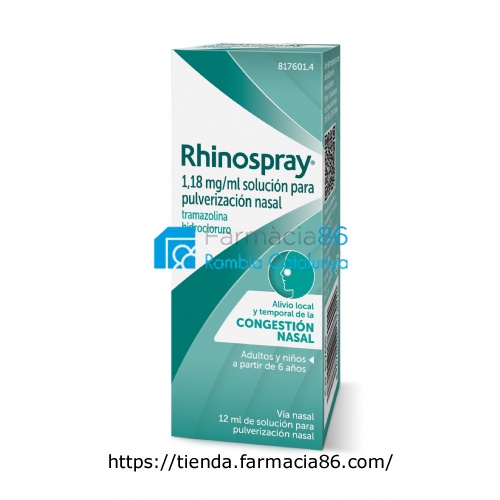 RHINOSPRAY 1,18 mg/ ml SOLUCION PARA PULVERIZACION NASAL , 1 envase pulverizador de 12 ml