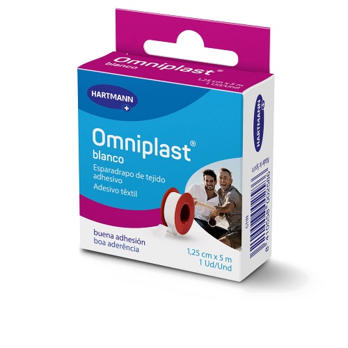 Esparadrapo hipoalergico - omniplast tejido resistente (1 unidad 5 m x 1,25 cm color blanco)