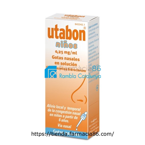 UTABON NIÑOS 0,25 mg/ml GOTAS NASALES EN SOLUCION, 1 frasco de 15 ml