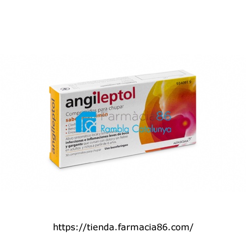 ANGILEPTOL COMPRIMIDOS PARA CHUPAR SABOR MIEL-LIMÓN, 30 comprimidos