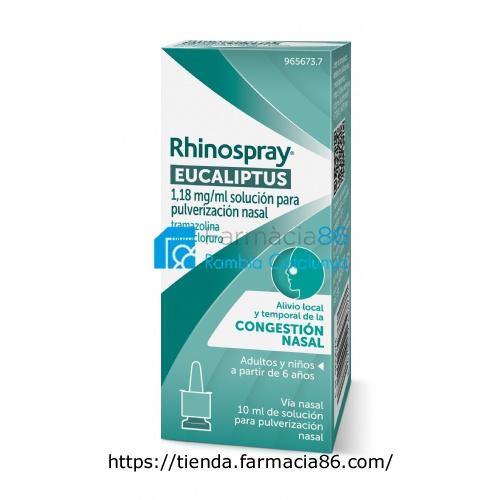 RHINOSPRAY EUCALIPTUS 1,18 mg/ ml SOLUCION PARA PULVERIZACION NASAL , 1 envase pulverizador de 10 ml
