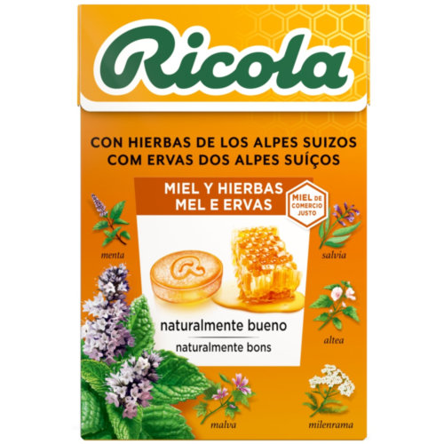 Caram ricola miel hierbas con azucar 50g