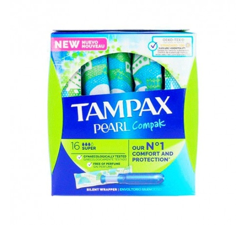 Tampax compak pearl tampon 100%algodon (super 18 u)