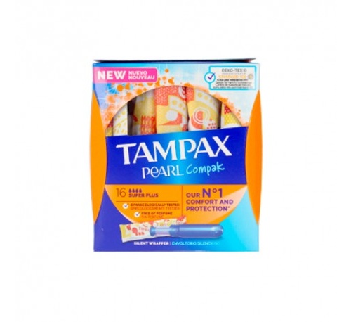 Tampax compak pearl tampon 100%algodon (super plus 18 u)
