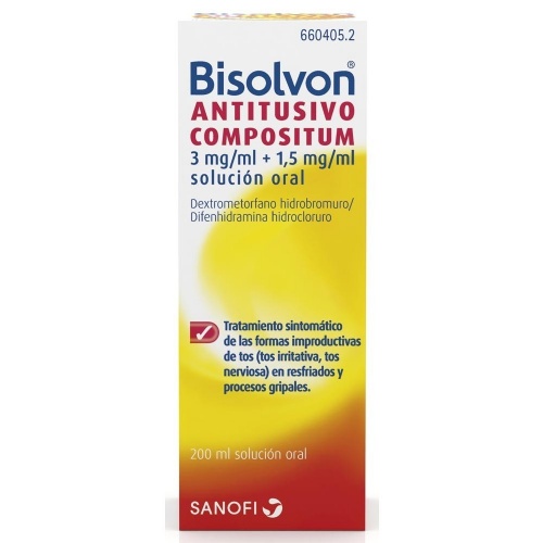 BISOLVON ANTITUSIVO COMPOSITUM 3 mg/ml + 1,5 mg/ml SOLUCION ORAL , 1 frasco de 200 ml