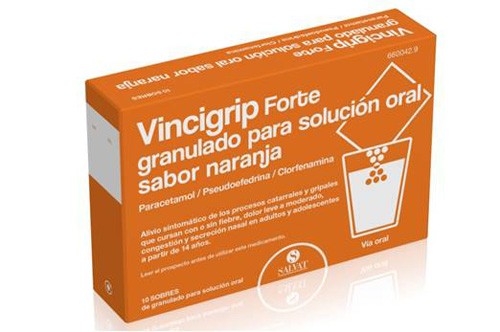 VINCIGRIP FORTE  GRANULADO PARA SOLUCION ORAL SABOR NARANJA, 10 sobres