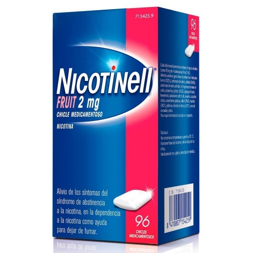 NICOTINELL FRUIT 2 mg CHICLE MEDICAMENTOSO, 96 chicles